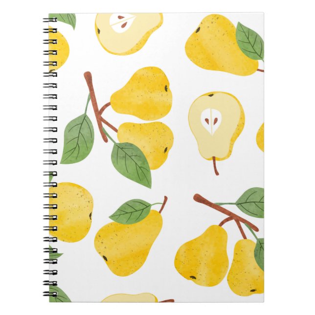 Cuaderno Patrón de peras acuáticas sin foco. Fruto cosecha (Frente)