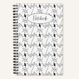 Cuaderno Patrón de perfil de perro moderno blanco personali