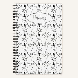 Cuaderno Patrón de perfil de perro moderno blanco personali