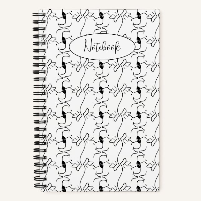 Cuaderno Patrón de perfil de perro moderno blanco personali (Anverso)
