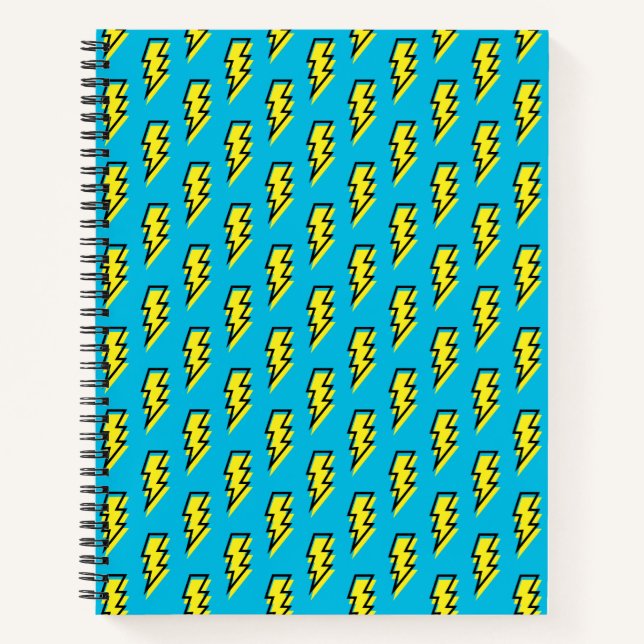 Cuaderno Patrón de pernos de luz amarillo retro azul de 80/ (Anverso)