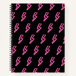 Cuaderno Patrón de pernos de luz de neón rosado
