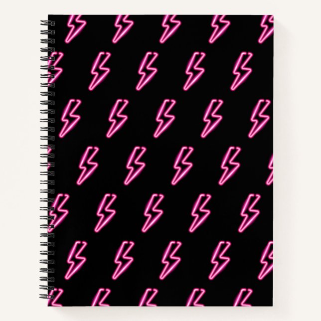 Cuaderno Patrón de pernos de luz de neón rosado (Anverso)
