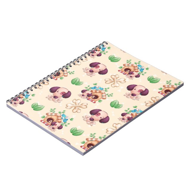Cuaderno Patrón de perro adorable (Lado Izquierdo)