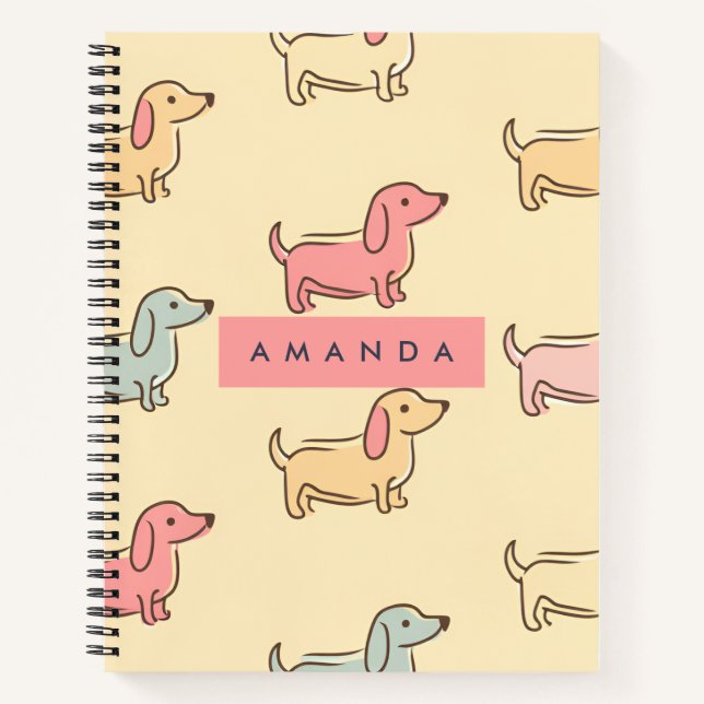 Cuaderno Patrón de perro de Dachshund Adorable Personalizad (Anverso)