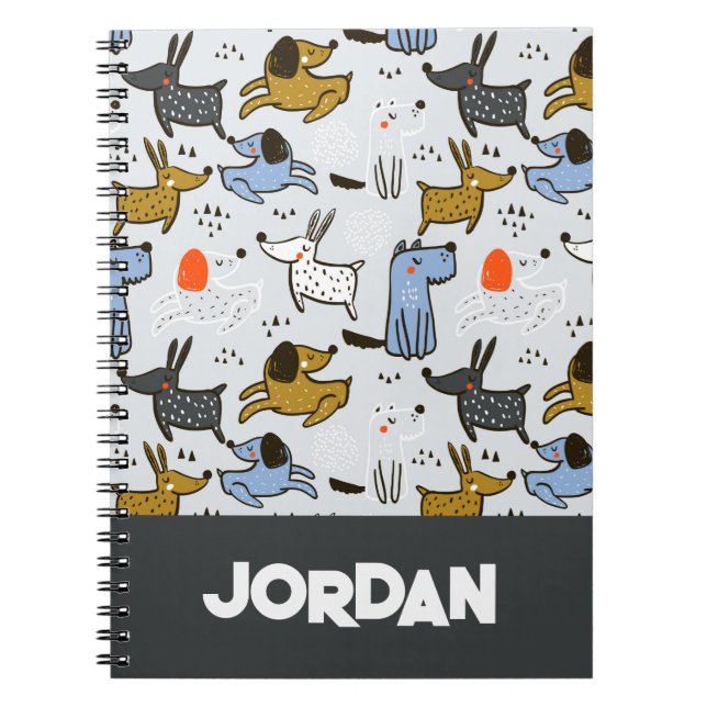 Cuaderno Patrón de perro de garabato (Frente)