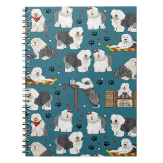 Cuaderno Patrón de perro de perro de perro viejo inglés, re
