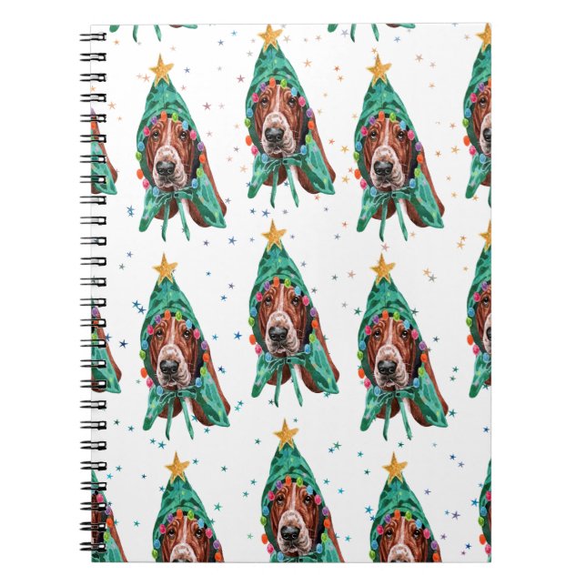 Cuaderno Patrón de perro de raza Basset Hound Estrellas Nav (Frente)