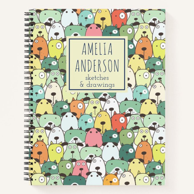 Cuaderno Patrón de Perro Divertido de Regreso a la Escuela  (Anverso)