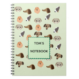 Cuaderno Patrón de perro lindo personalizado espiral ajusta