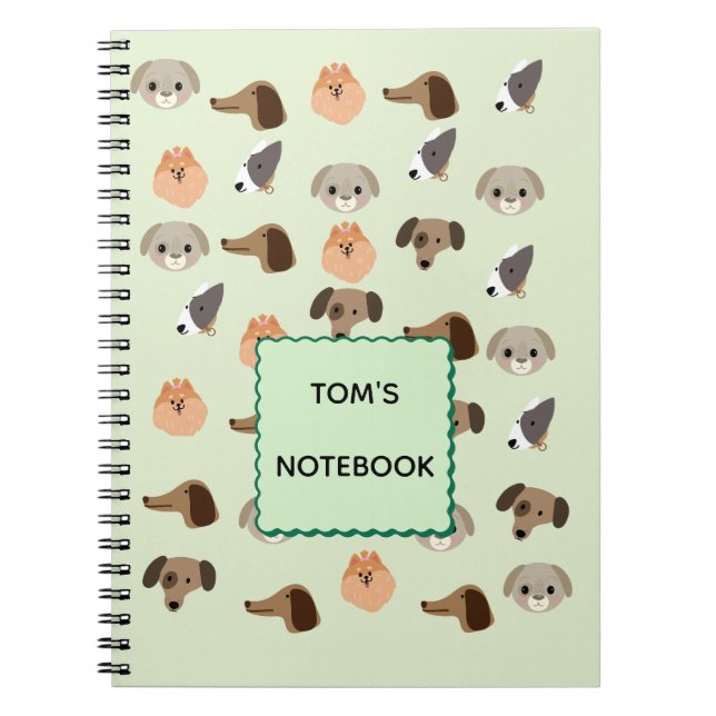 Cuaderno Patrón de perro lindo personalizado espiral ajusta (Frente)