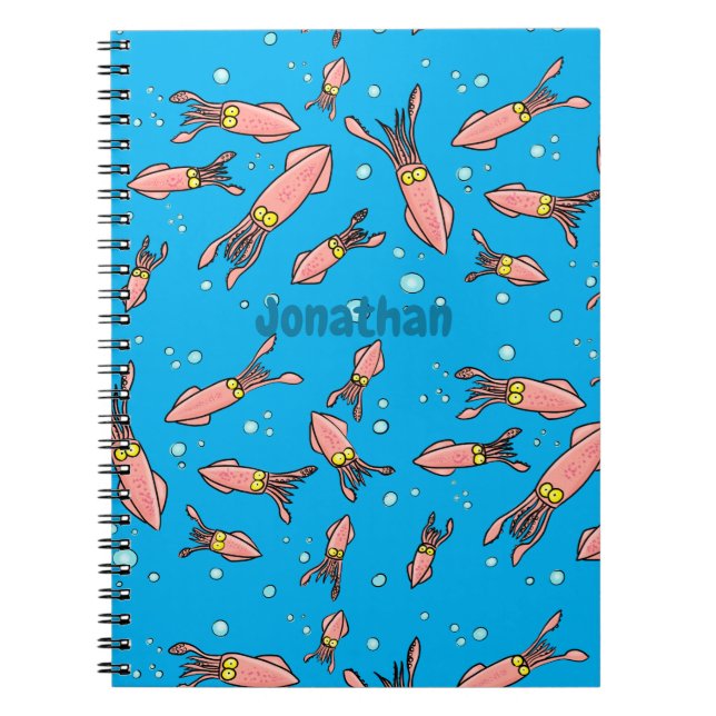 Cuaderno Patrón de personalizado de calamar rosa gracioso (Frente)