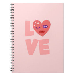 Cuaderno Patrón de Personalizado de color rosa del Corazón 