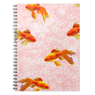 Cuaderno Patrón de pescado dorado rosa