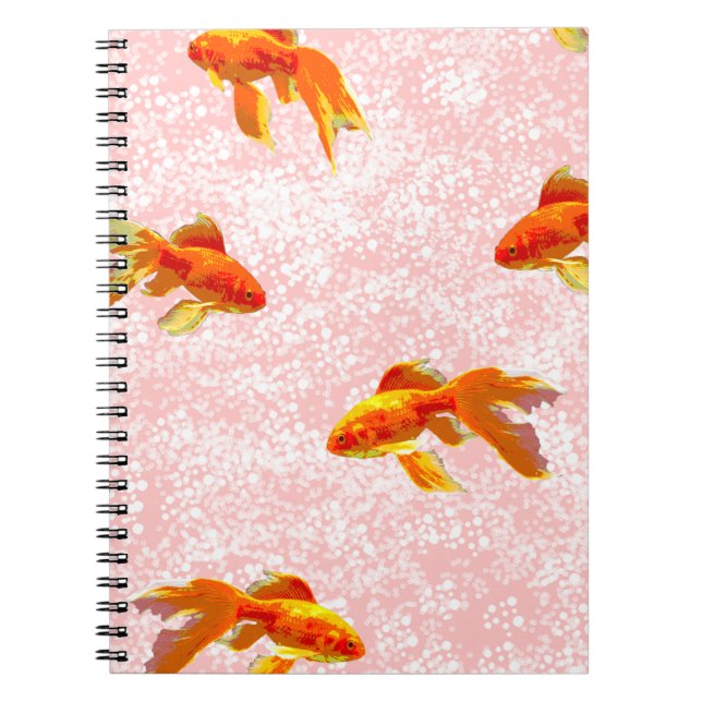 Cuaderno Patrón de pescado dorado rosa (Frente)