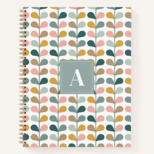 Cuaderno Patrón de Pétalos Florales con Inicial de Monogram