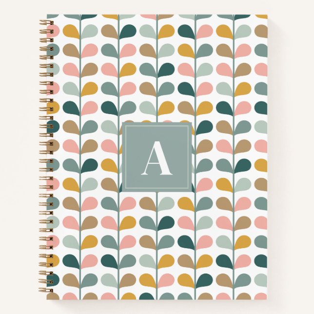Cuaderno Patrón de Pétalos Florales con Inicial de Monogram (Anverso)