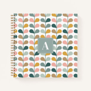 Cuaderno Patrón de Pétalos Florales con Inicial de Monogram