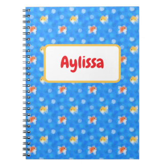 Cuaderno Patrón de pez dorado en acuarela linda