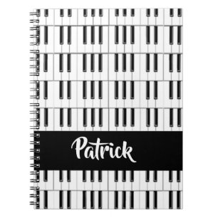 Cuaderno Patrón de piano blanco y negro