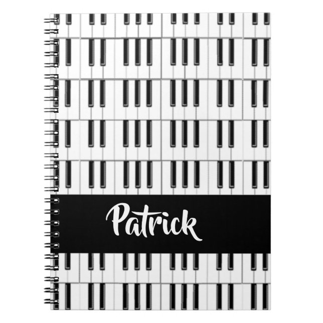 Cuaderno Patrón de piano blanco y negro (Frente)