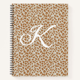Cuaderno Patrón de piel de pantera de monograma nombre letr