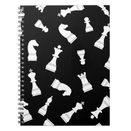 Cuaderno Patrón de piezas de ajedrez en blanco y negro