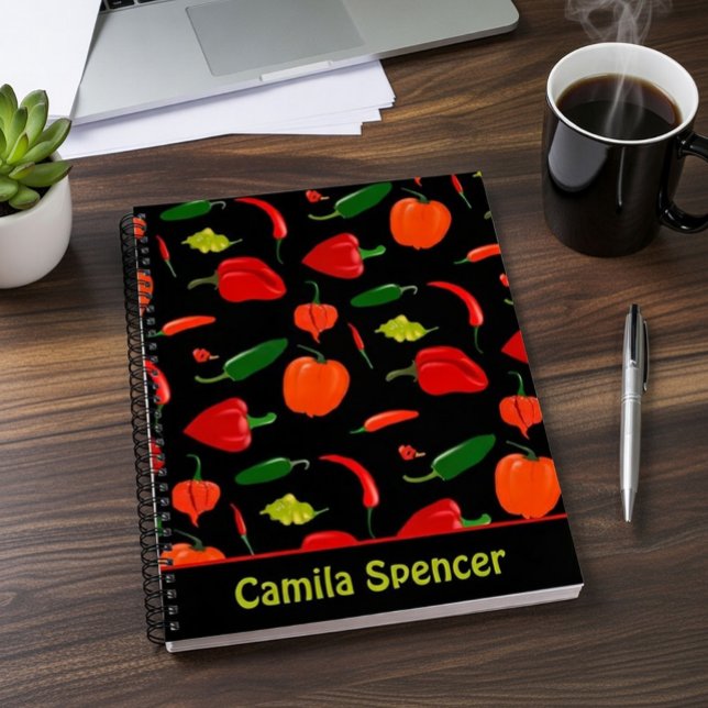 Cuaderno Patrón de Pimienta Chili Picante Personalizado  (Subido por el creador)