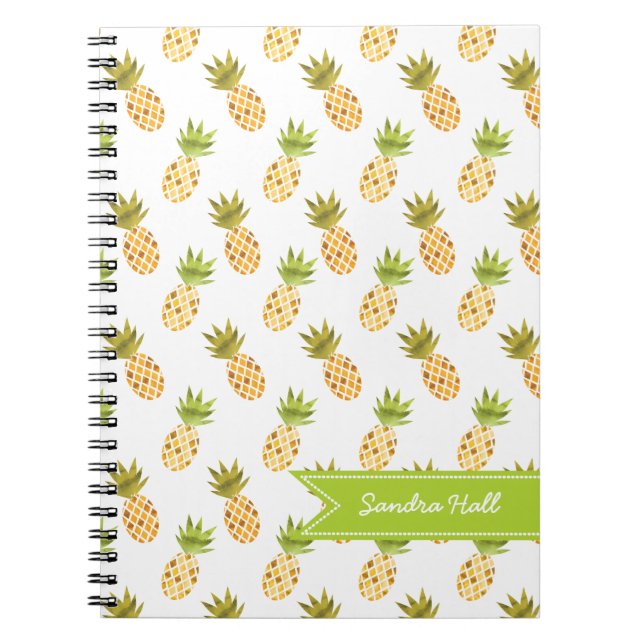 Cuaderno Patrón de piña de acuarela tropical (Frente)