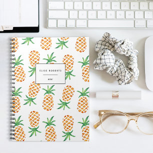 Cuaderno Patrón de piña de acuarela tropical
