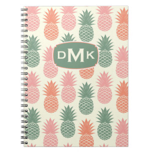 Cuaderno Patrón de piña de época   Monograma
