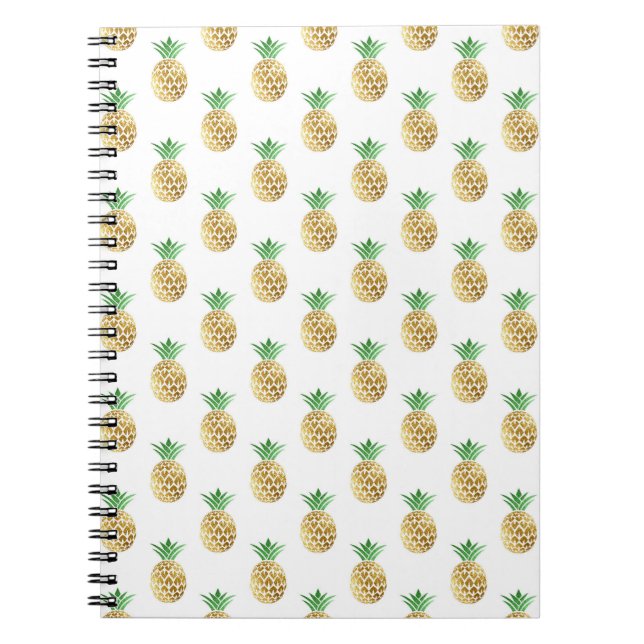 Cuaderno Patrón de piña de Relieve metalizado dorado tropic (Frente)