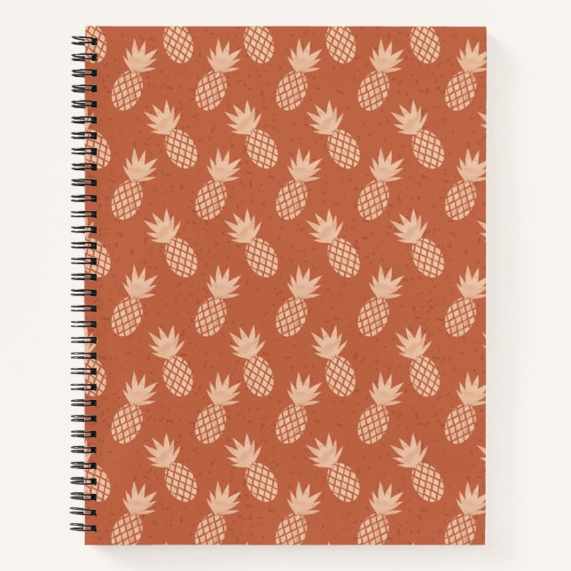 Cuaderno Patrón de piña tropical de terracota y piña (Anverso)