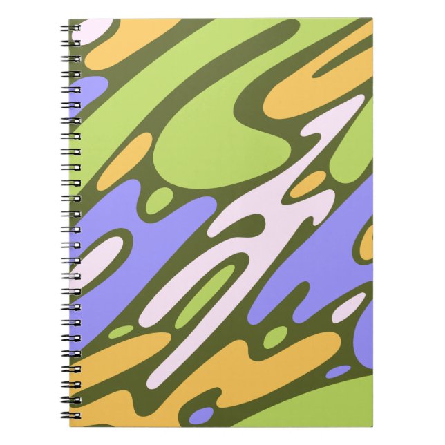 Cuaderno Patrón de pincelada diagonal en olivo y lavanda (Frente)