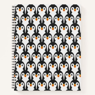 Cuaderno Patrón de pingüino moderno en blanco y negro
