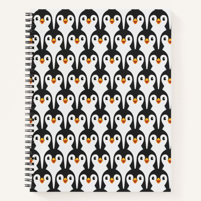 Cuaderno Patrón de pingüino moderno en blanco y negro (Anverso)