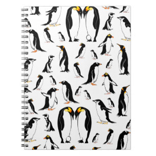 Cuaderno Patrón de pingüinos en blanco y negro