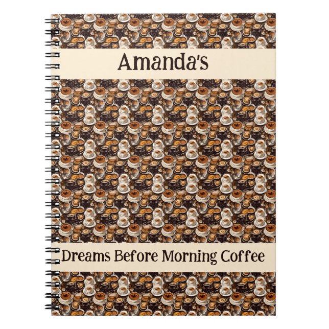 Cuaderno Patrón de pintura de aceite de café de capuchino p (Frente)