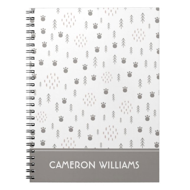 Cuaderno Patrón de pista de animales de Woodland (Frente)