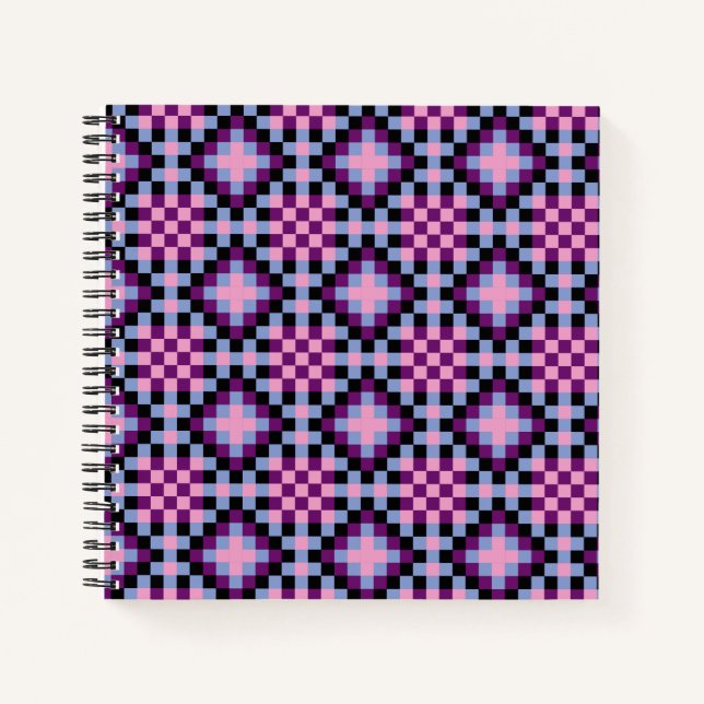 Cuaderno Patrón de píxeles oscuros (Anverso)