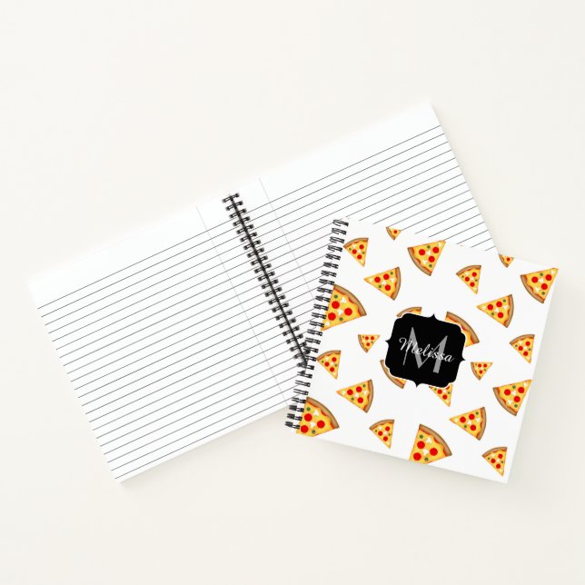 Cuaderno Patrón de pizzas Guay y divertidas Patrón Monogram (Interior)