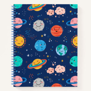 Cuaderno Patrón de planeta sonriente