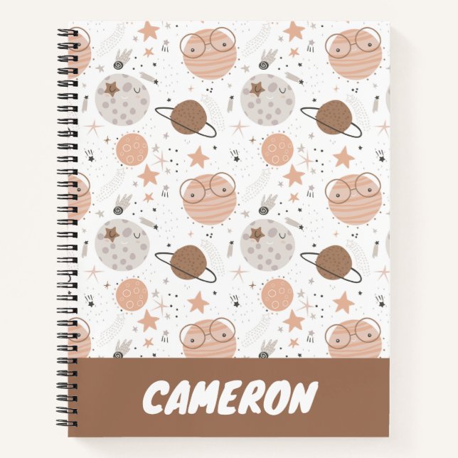 Cuaderno Patrón de planetas de Doodle Cuto (Anverso)
