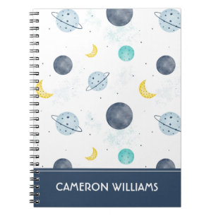 Cuaderno Patrón de plano de espacio azul acuarela