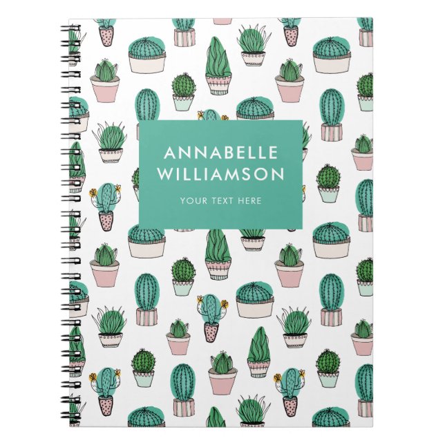 Cuaderno Patrón de planta de cactus cactáceas (Frente)