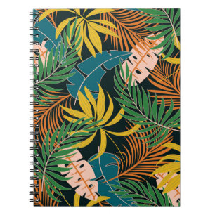 Cuaderno Patrón de plantas brillantes tropicales de verano