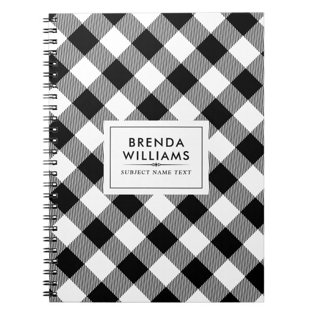 Cuaderno Patrón de platillos blancos y negros (Frente)