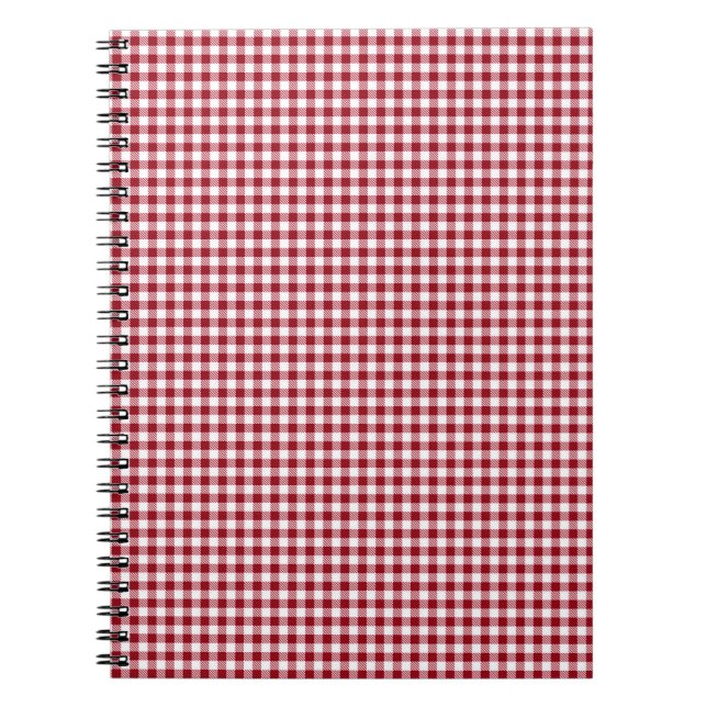 Cuaderno Patrón de platillos rojo-bajo-control de Gingham (Frente)