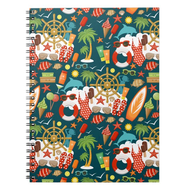 Cuaderno patrón de playa fiesta de verano de vacaciones (Frente)
