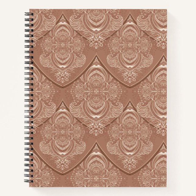 Cuaderno Patrón de pluma Art Nouveau en naranja (Anverso)